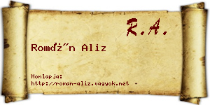 Román Aliz névjegykártya
